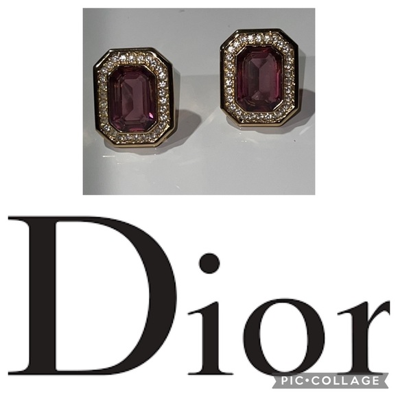 Dior vintage Clip on Earrings Crystal BEAUTIFUL - Picture 1 of 13